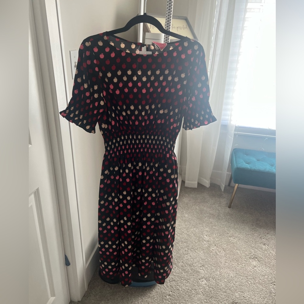 ♠️Kate Spade Orchard Apple Puff Sleeve Blaire Midi Dress, Blazer Blue NWT